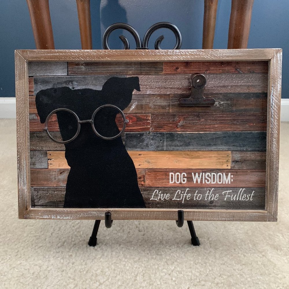 14.5" x 1" x 9.5" WOOD DOG WISDOM PHOTO CLIP FRAME